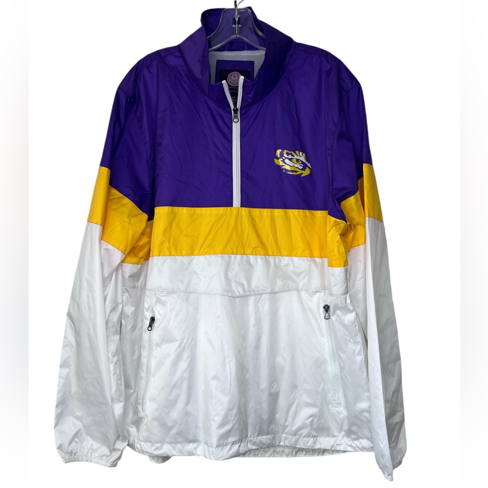 LSU Tigers G-III Sports Half-Zip Pullover Jacket White Purple Large